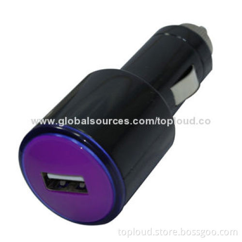 USB Car Charger with 12-24V DC Input Voltages, CE, FCC, RoHS Marks